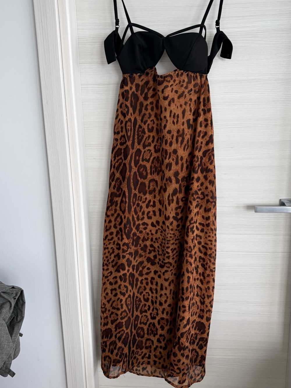Reba Black & Brown Leopard Print Maxi Skirt